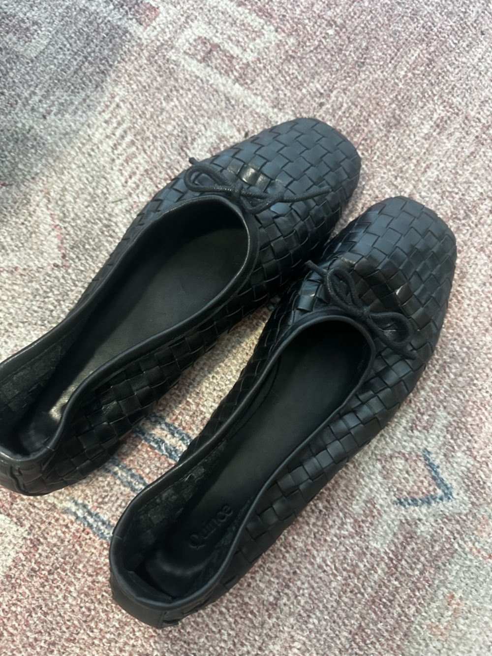 Quince Italian Leather Handwoven Square Toe Ballet Flats